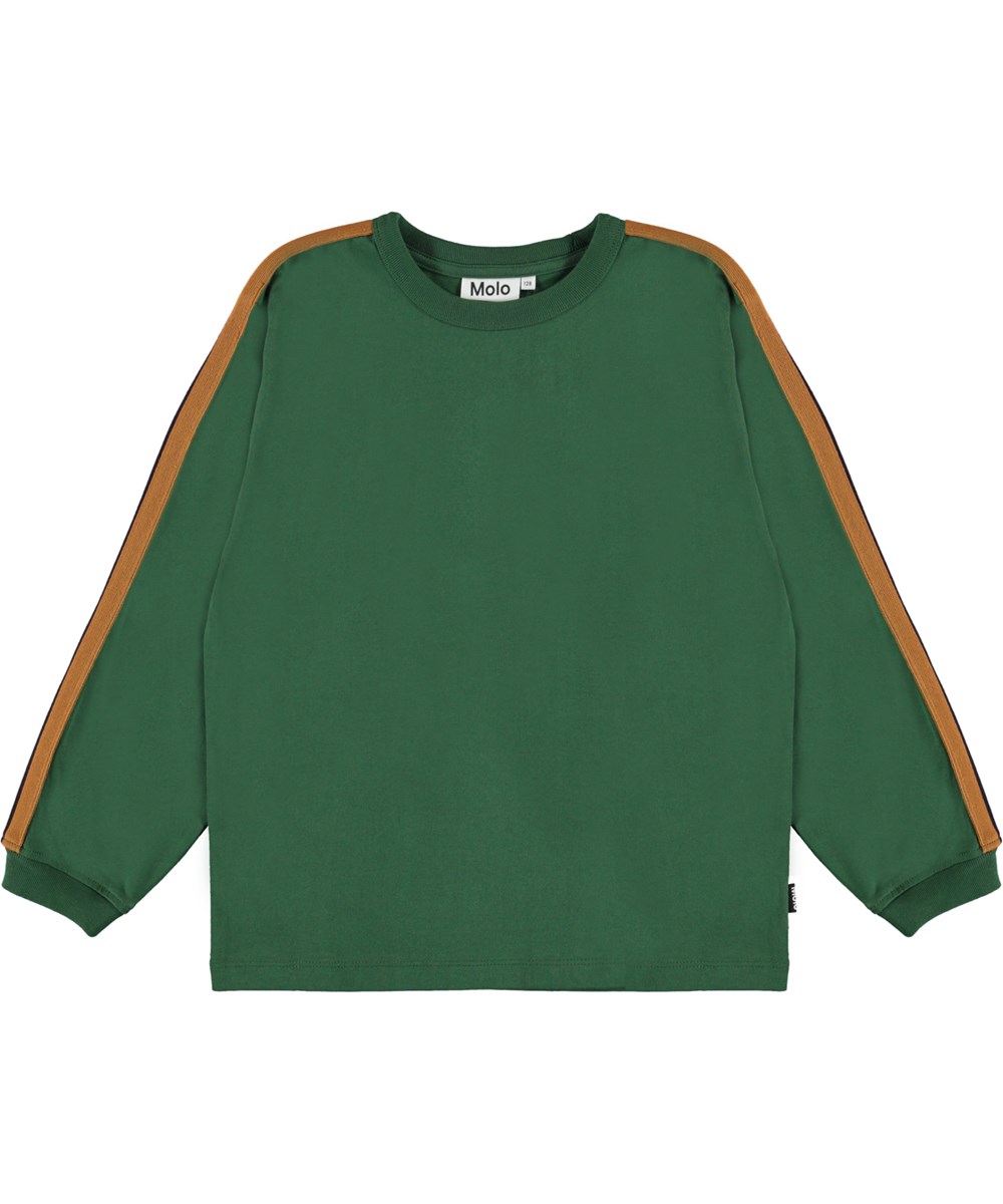 Rinny - Eden - Green organic top with stripes on the sleeves 