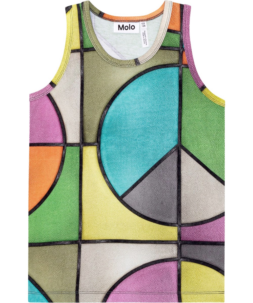 Ro - Basket Colour - Multi-coloured, organic tank top with basketball print