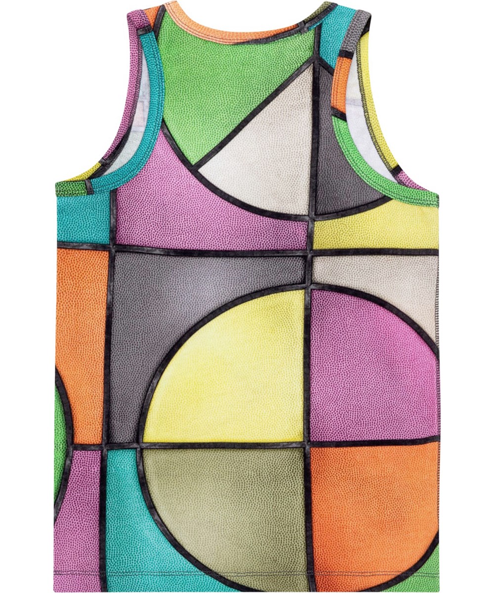 Ro - Basket Colour - Multi-coloured, organic tank top with basketball print