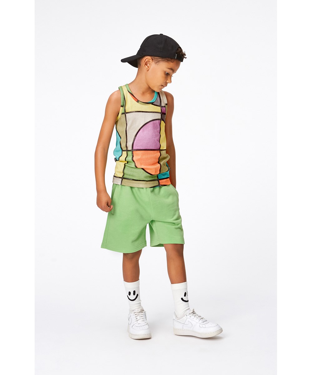 Ro - Basket Colour - Multi-coloured, organic tank top with basketball print
