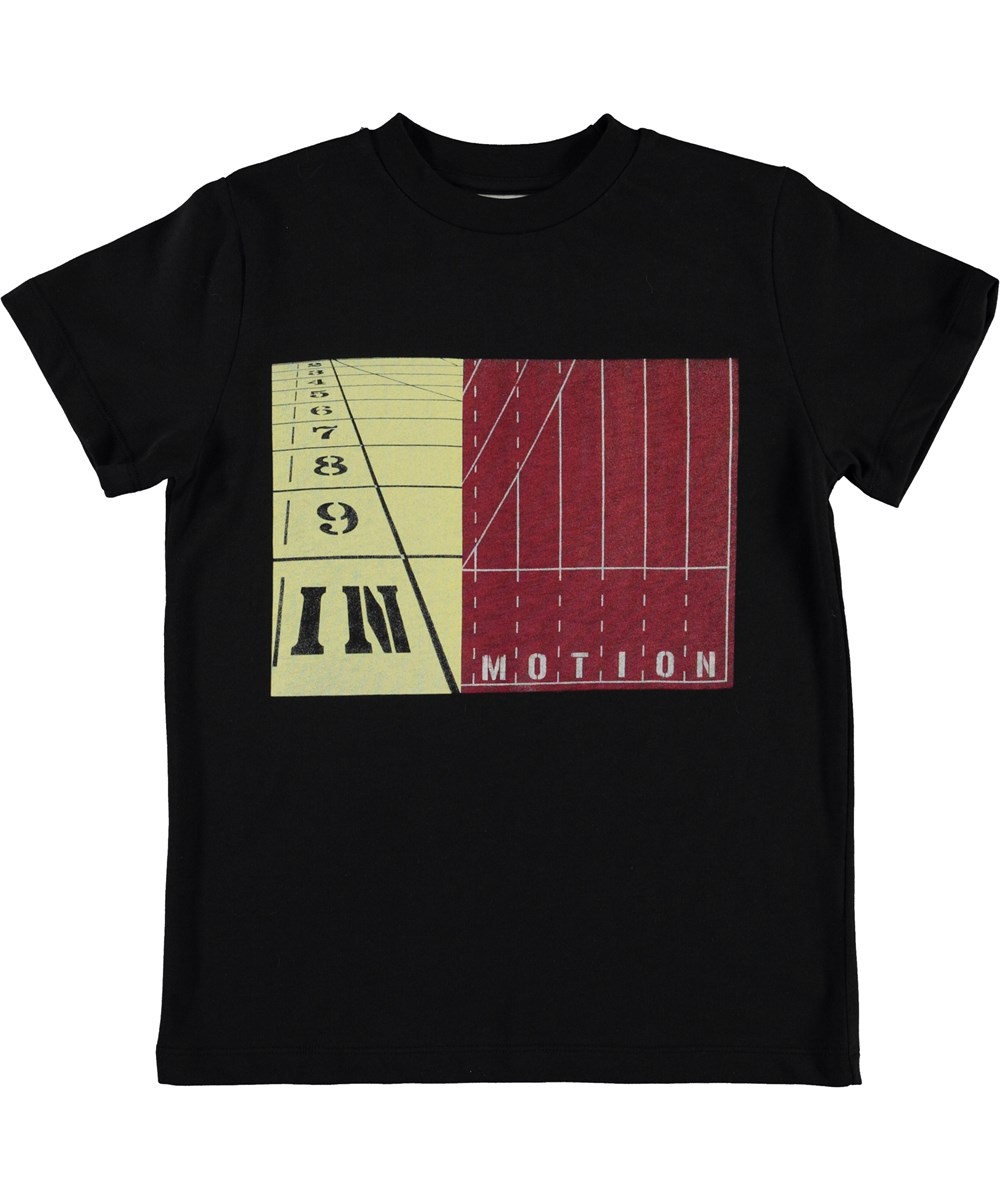 Road - Black - Black organic t-shirt with sport print