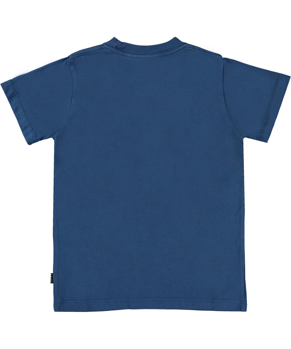 Road - Indigo - Dark blue t-shirt with flowers peace print