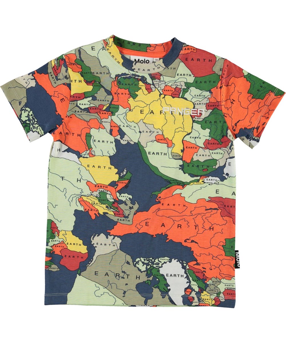 Road - Pangea Map - Organic t-shirt with map of the world
