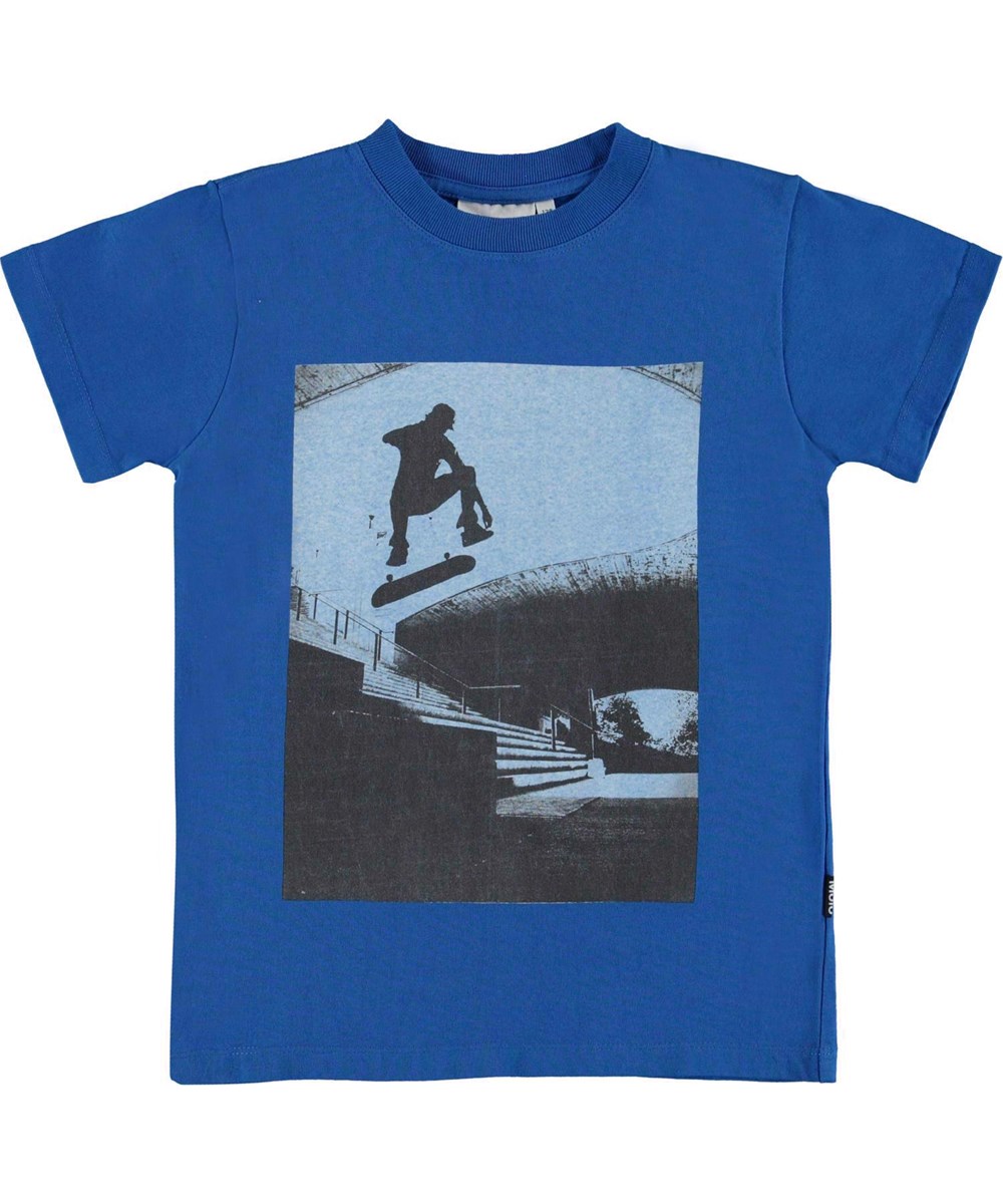 Road - Royal Blue - Blue t-shirt with skateboard photo print