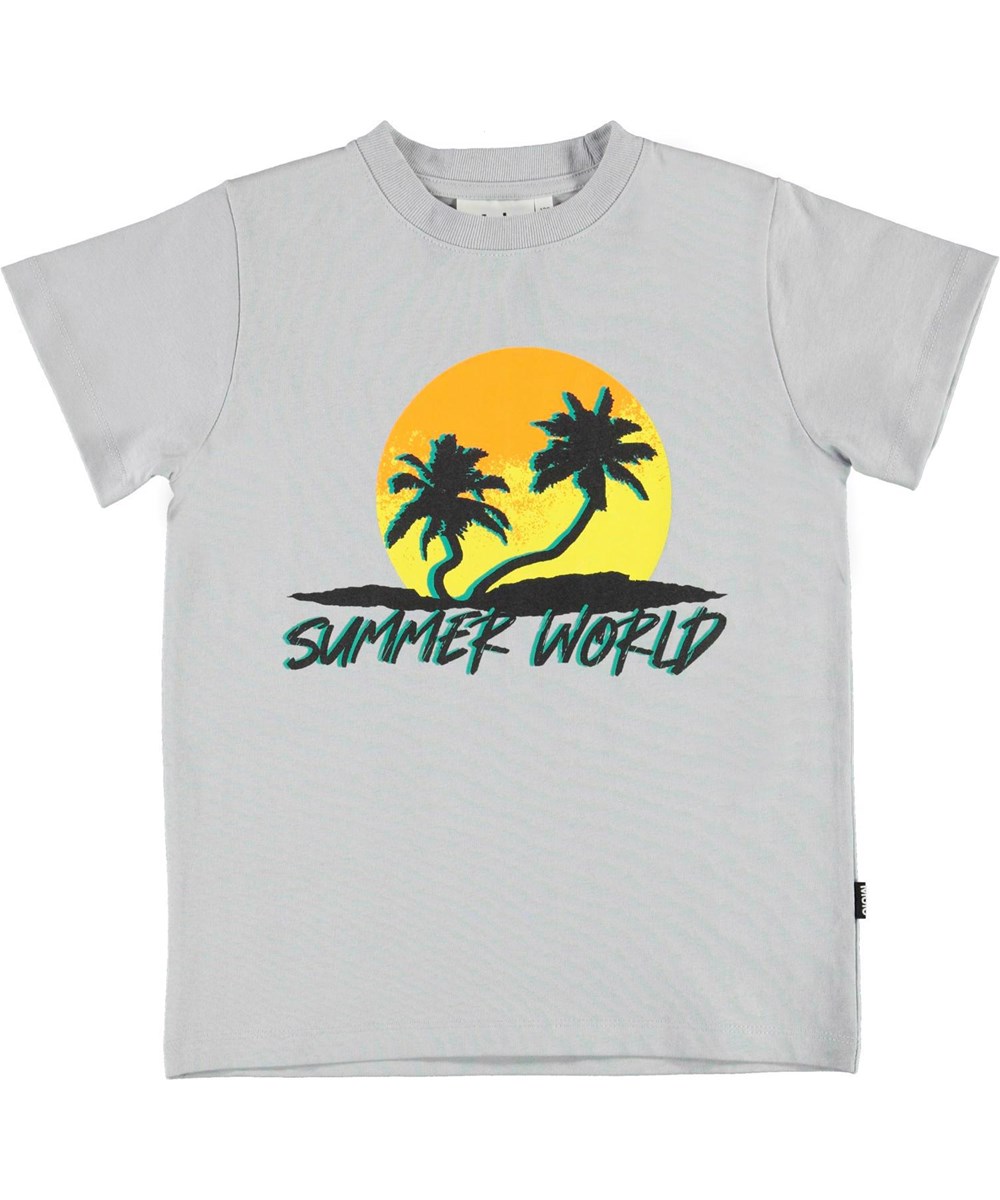 Road - Summer World - Grey t-shirt with palm tree print