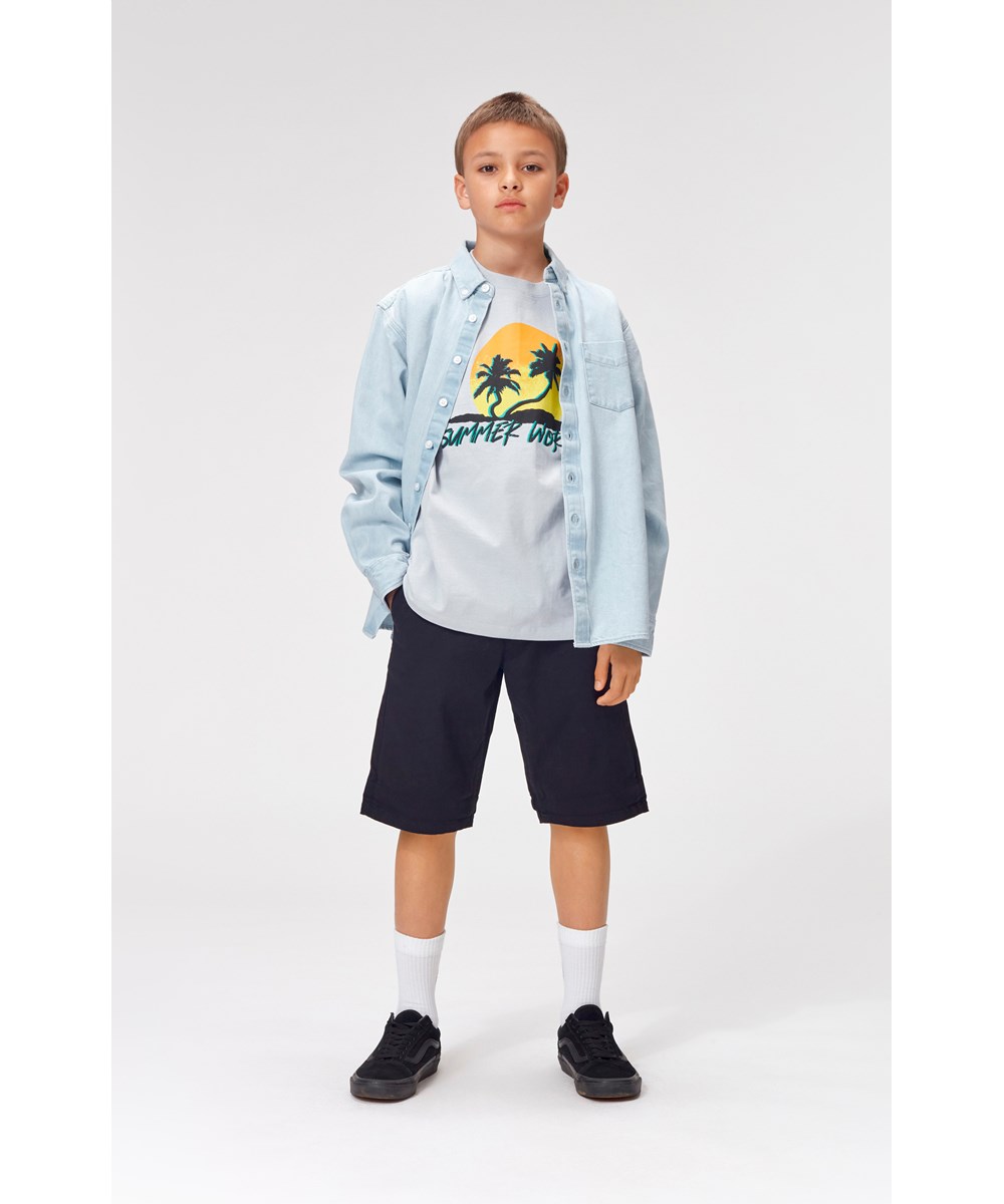 Road - Summer World - Grey t-shirt with palm tree print