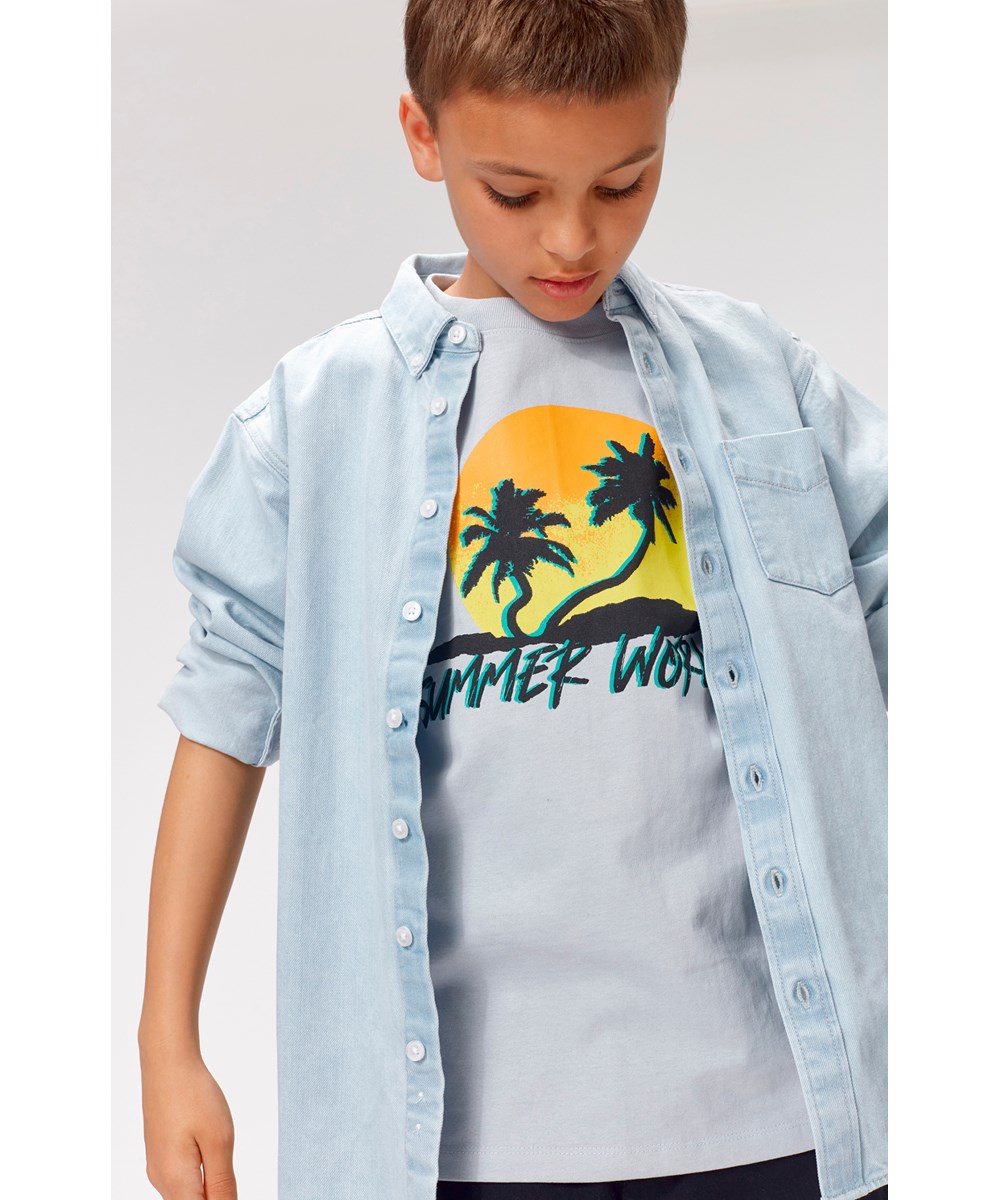 Road - Summer World - Grey t-shirt with palm tree print