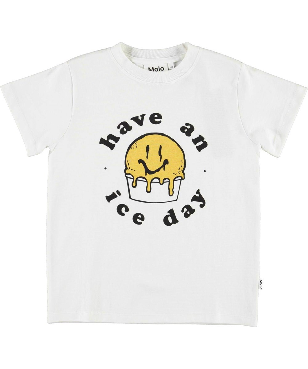 Road - White - White t-shirt with yellow ice cream print.