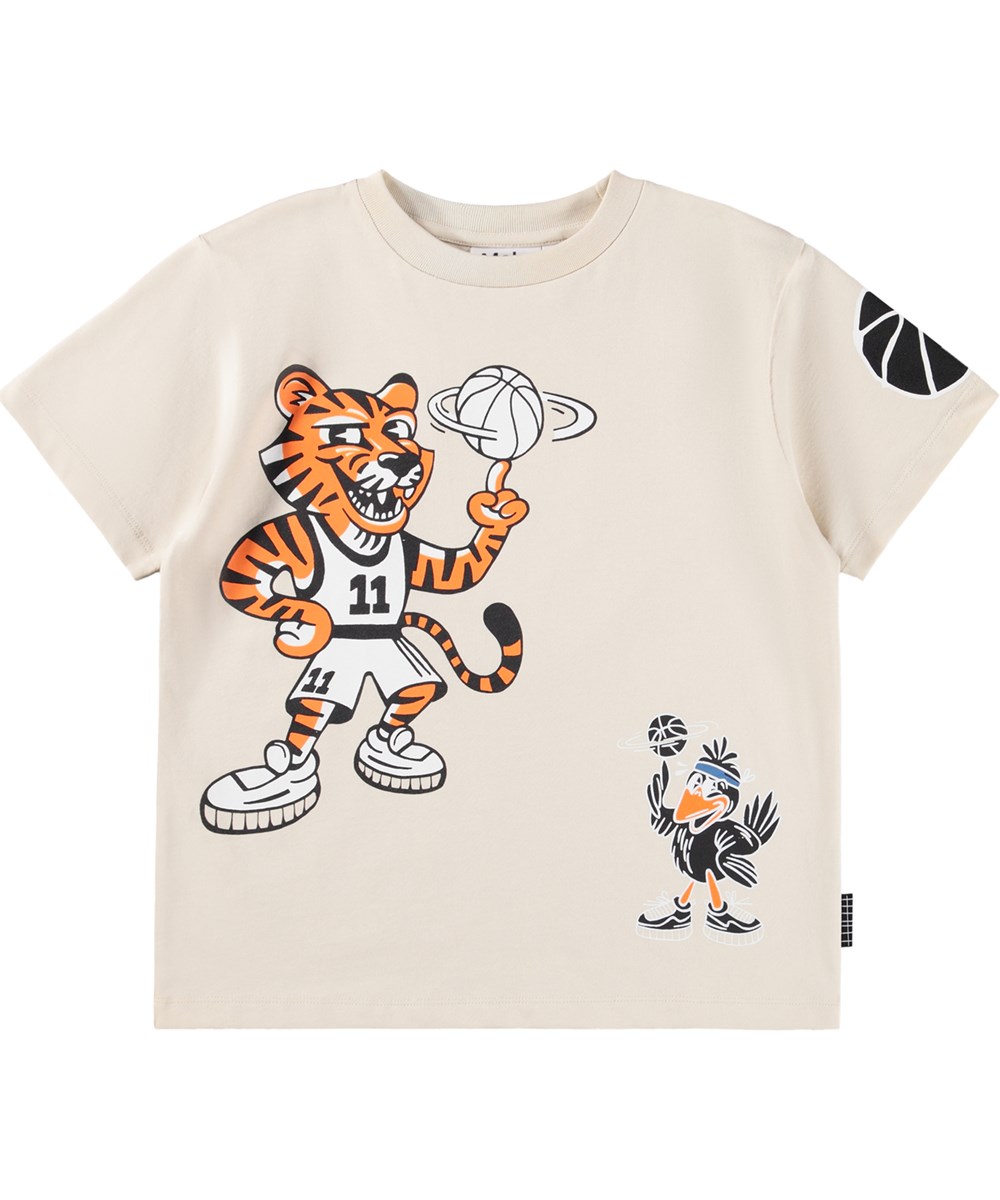 Rodney - Basket Mascots - Beige T-shirt for children made of organic cotton