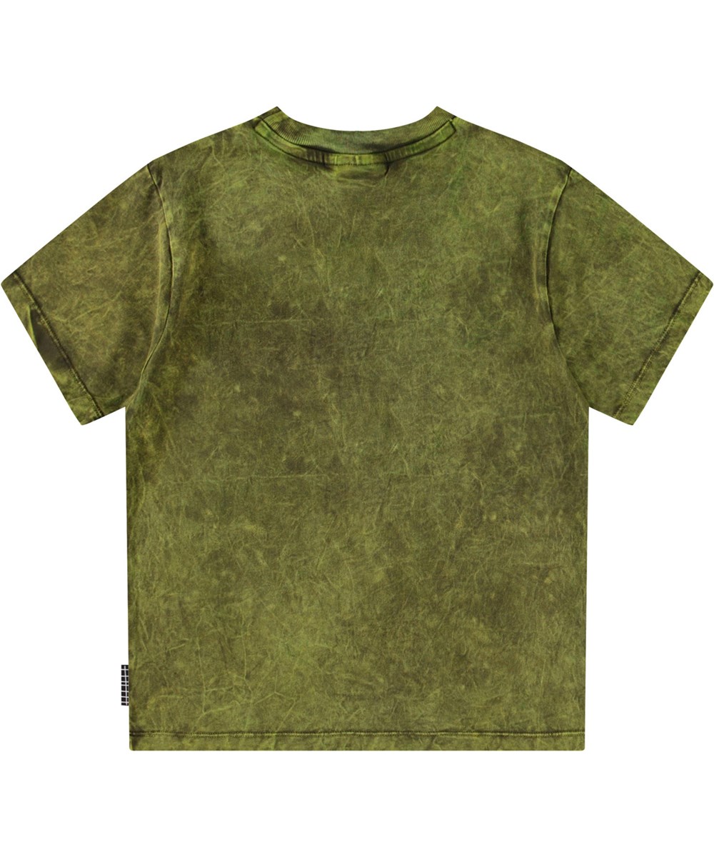Rodney - Cambuci Dye - Green t-shirt for children in organic cotton with short sleeves and ribbed neckline.