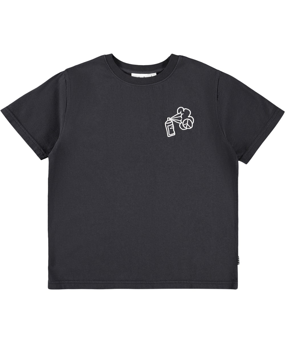 Rodney - Doodle On Black - Black T-shirt  for children made of organic cotton 