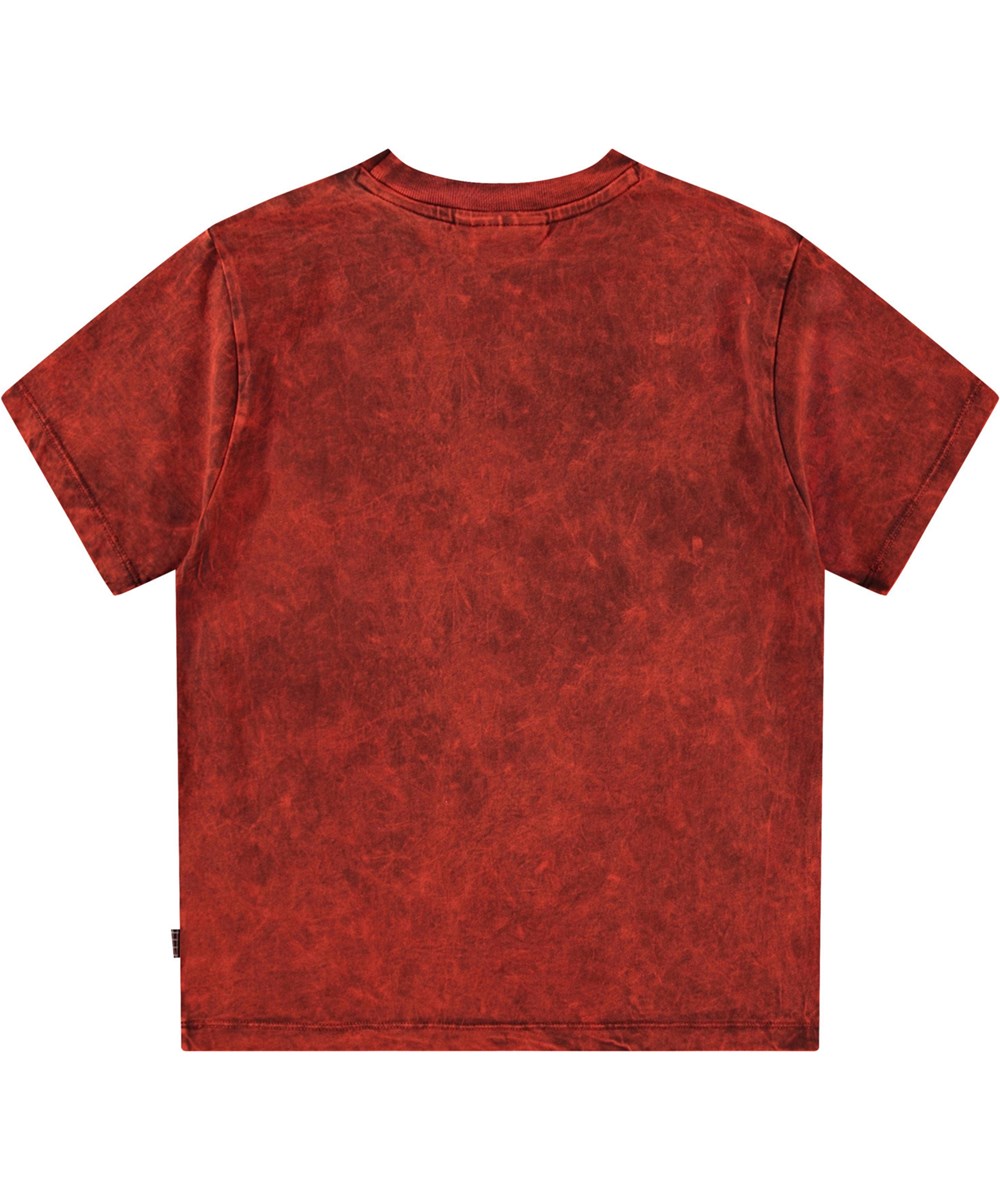 Rodney - Fiesta Dye - Red t-shirt for children in organic cotton with short sleeves and ribbed neckline.