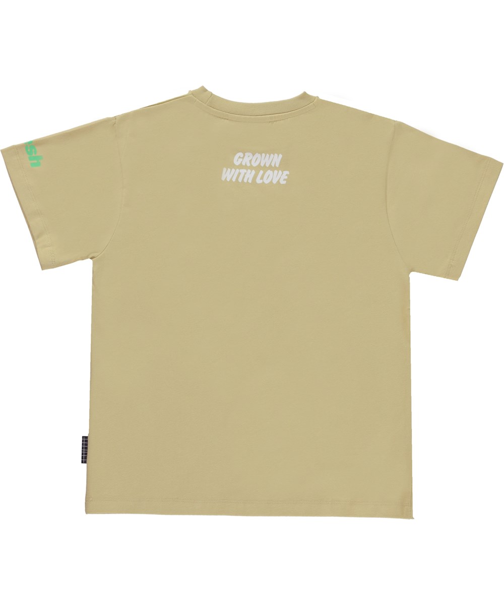 Rodney - Fruit Stickers - Light brown t-shirt with sticker print