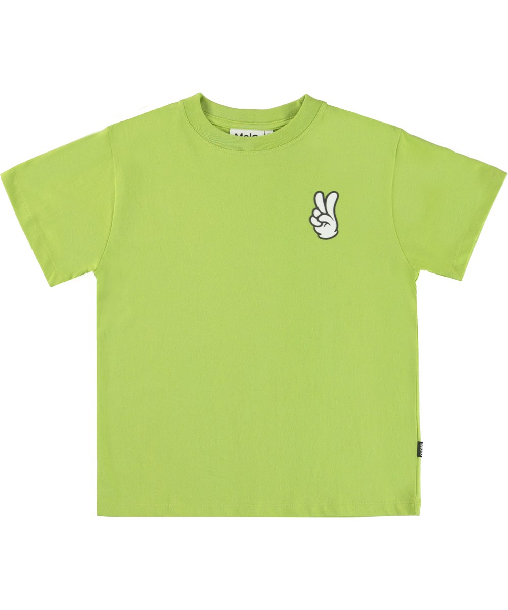 Rodney - Galactic Green - Neon green organic t-shirt with peace