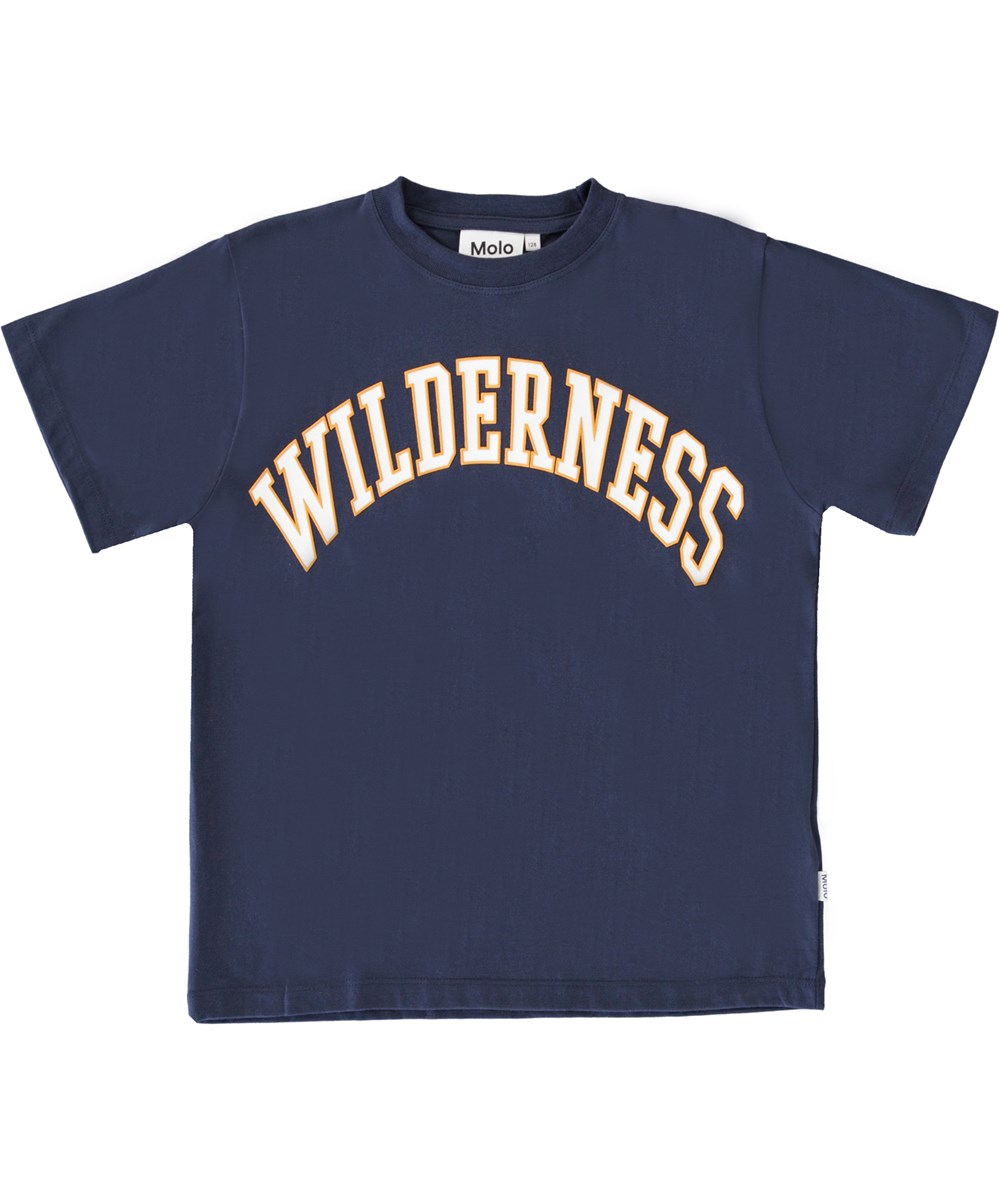 Rodney - Galaxy Blue - Blue organic t-shirt with text