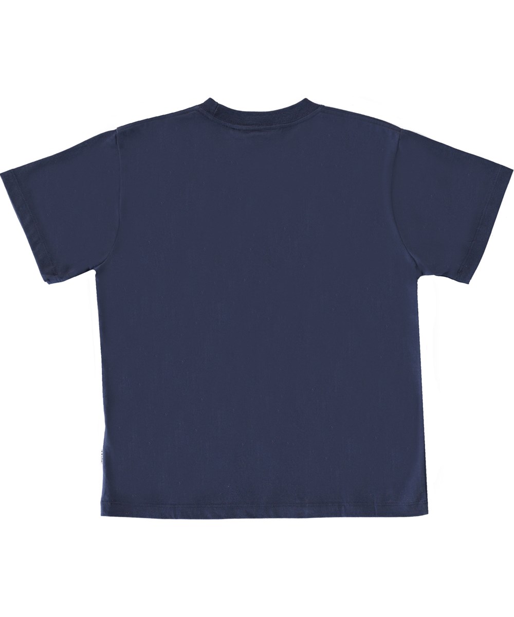 Rodney - Galaxy Blue - Blue organic t-shirt with text