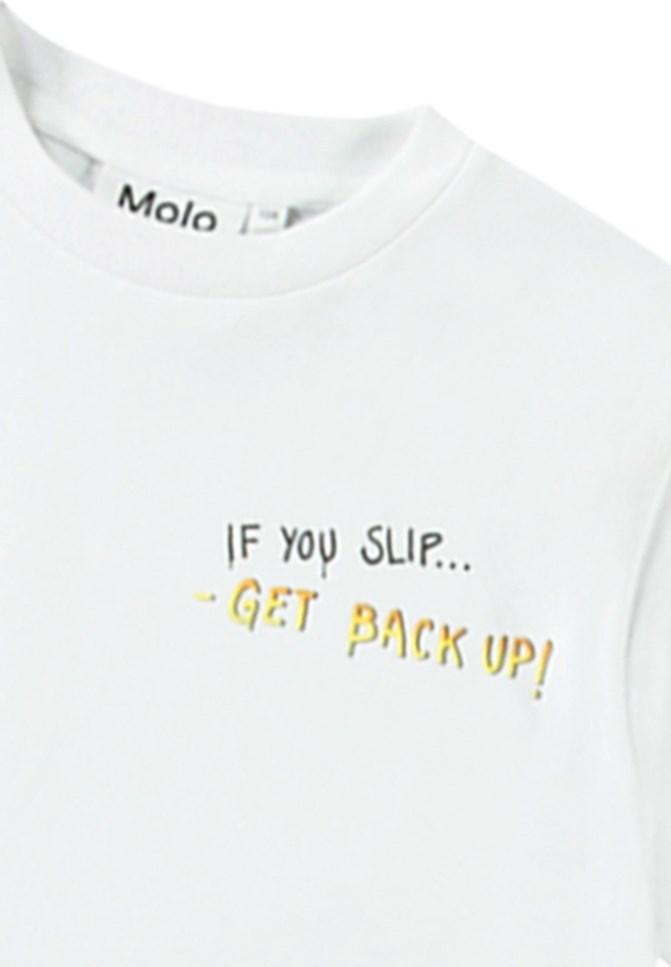 Rodney - If You Slip___ - White t-shirt with print for children in organic cotton with short sleeves and ribbed neckline.