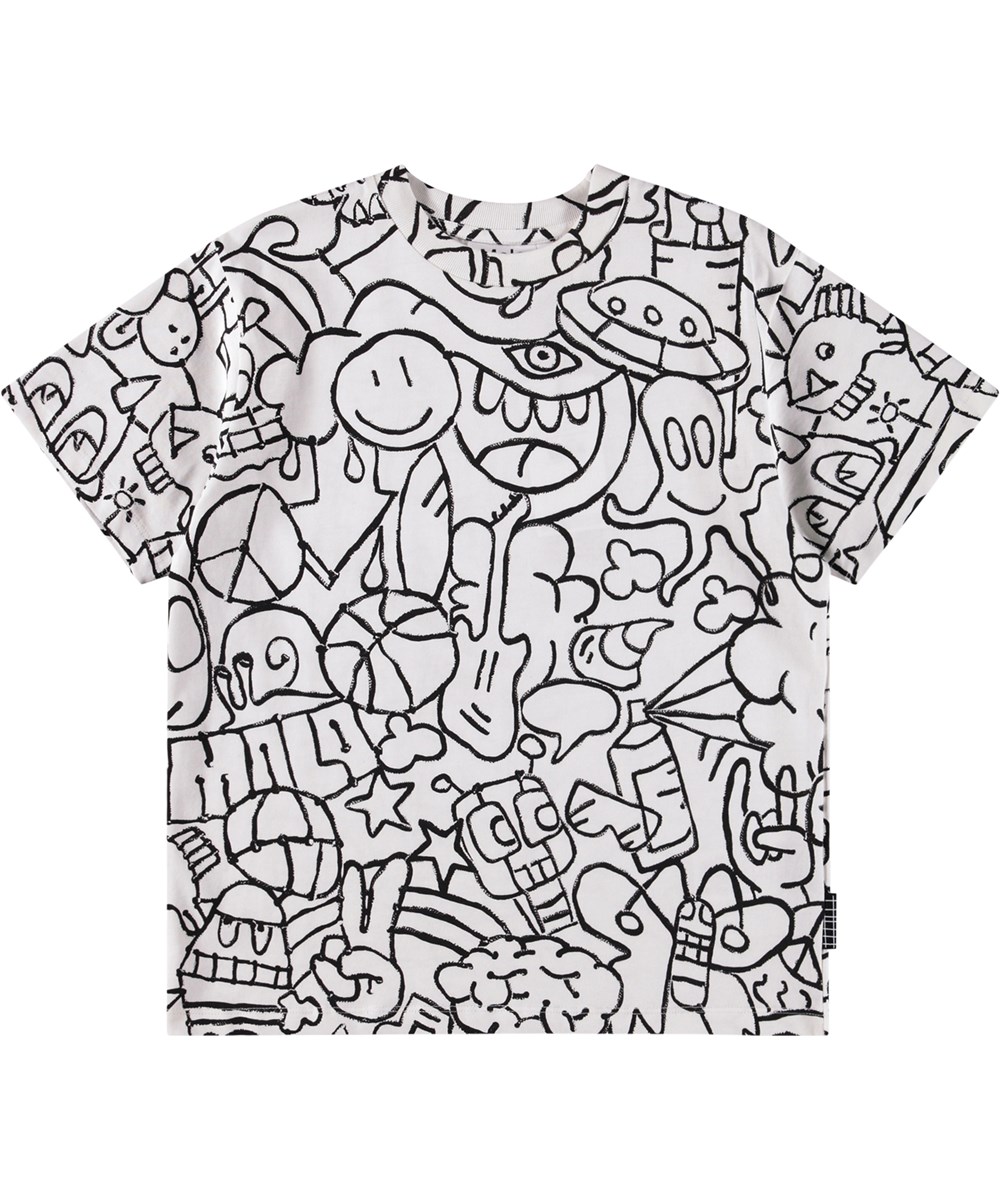 Rodney - Net Doodle - White T-shirt for children made of organic cotton