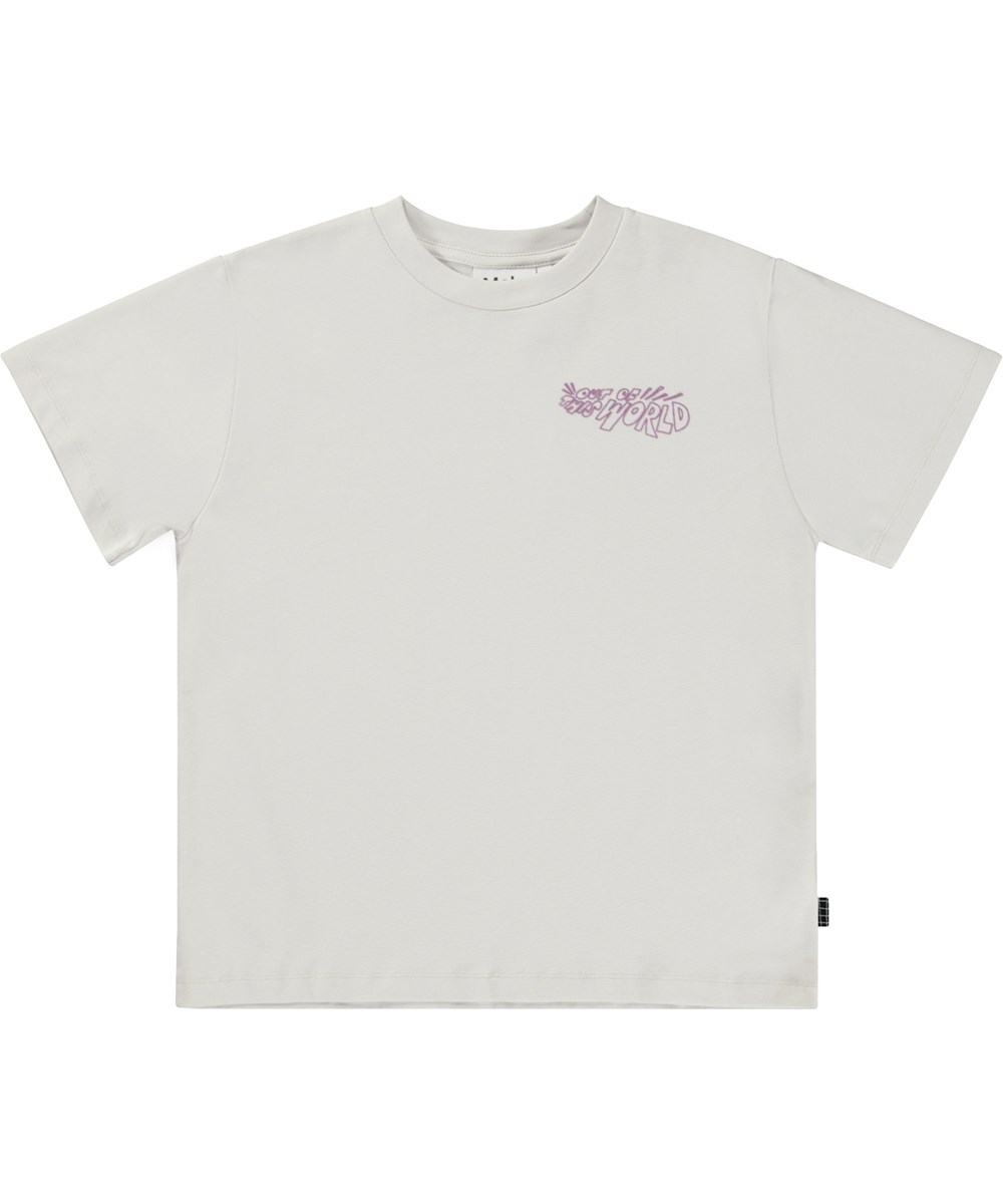 Rodney - UFO Rainbow - White organic t-shirt with UFO space print
