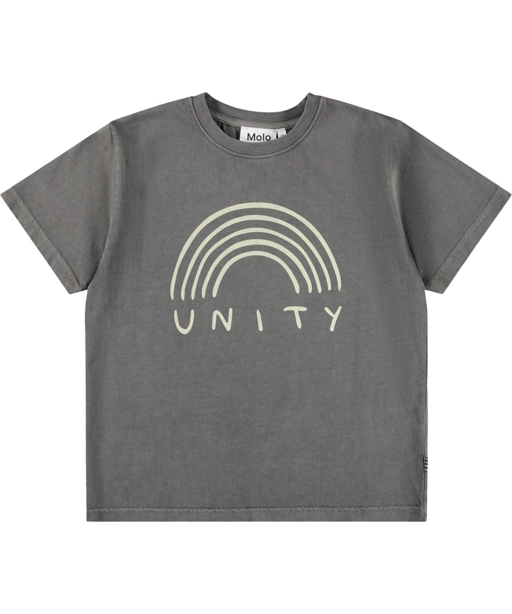 Rodney - Unity Rainbow - Grey T-shirt  for children made of organic cotton 