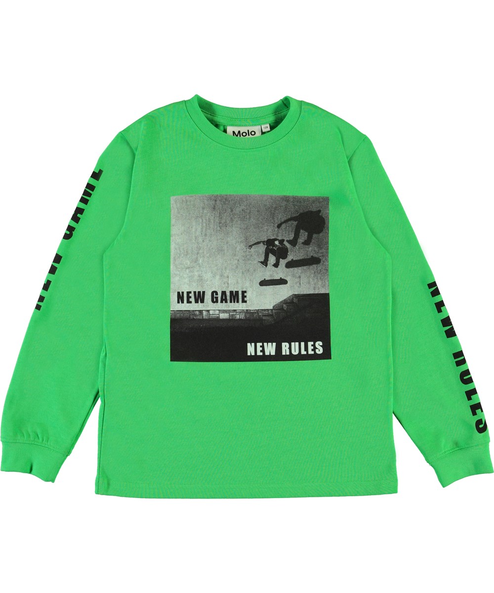 Rogert - Future Green - Green organic top with skater print