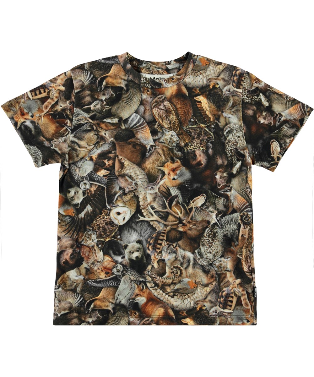 Roxo - Animal Camou - Organic t-shirt with various animals