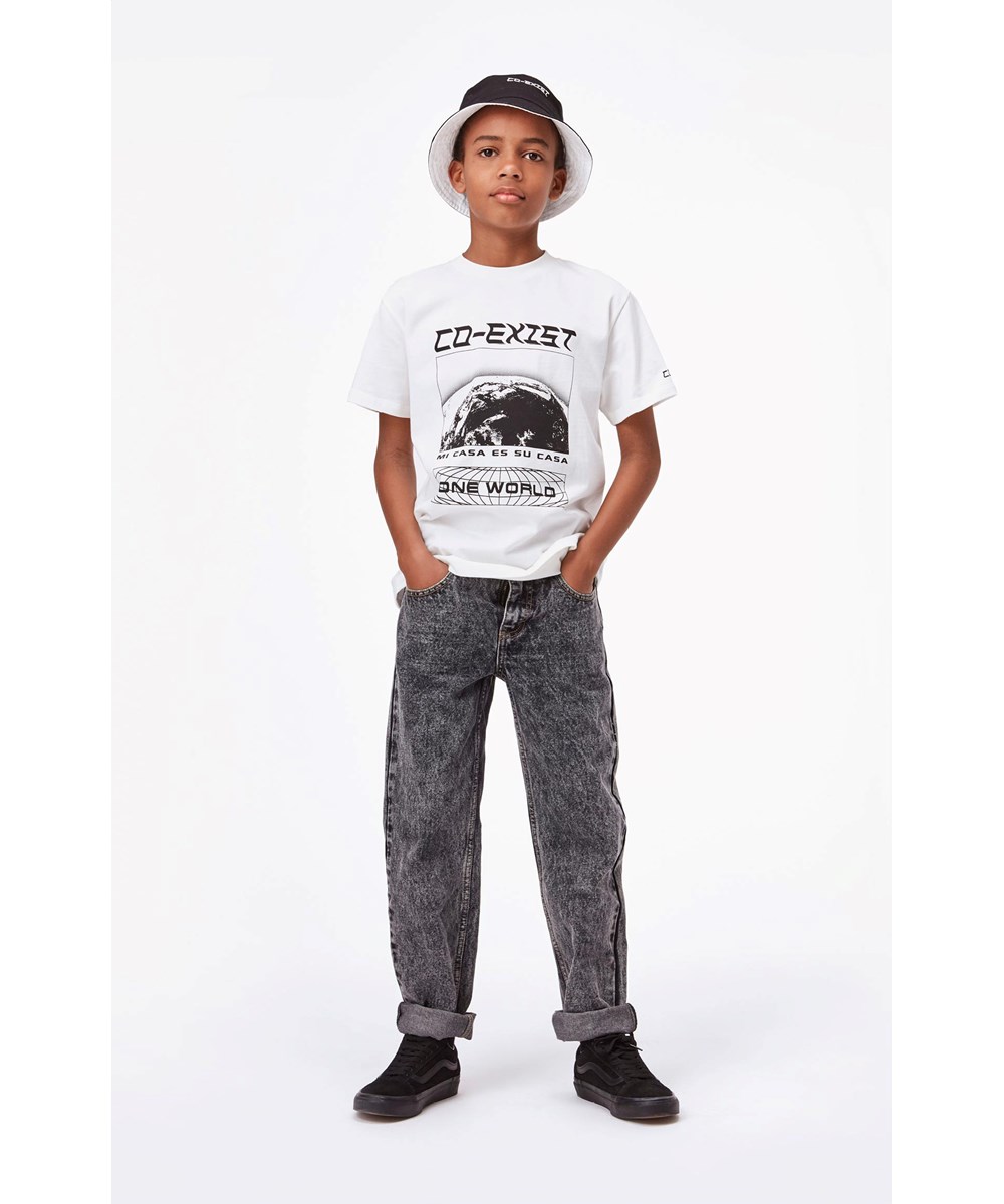 Roxo - Techno World BW - White organic t-shirt co-exist