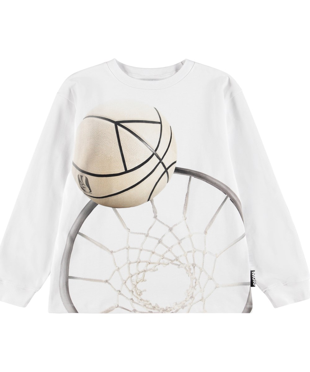 Rube - Basket Hoop Lt - White long-sleeved top for children made of organic cotton 