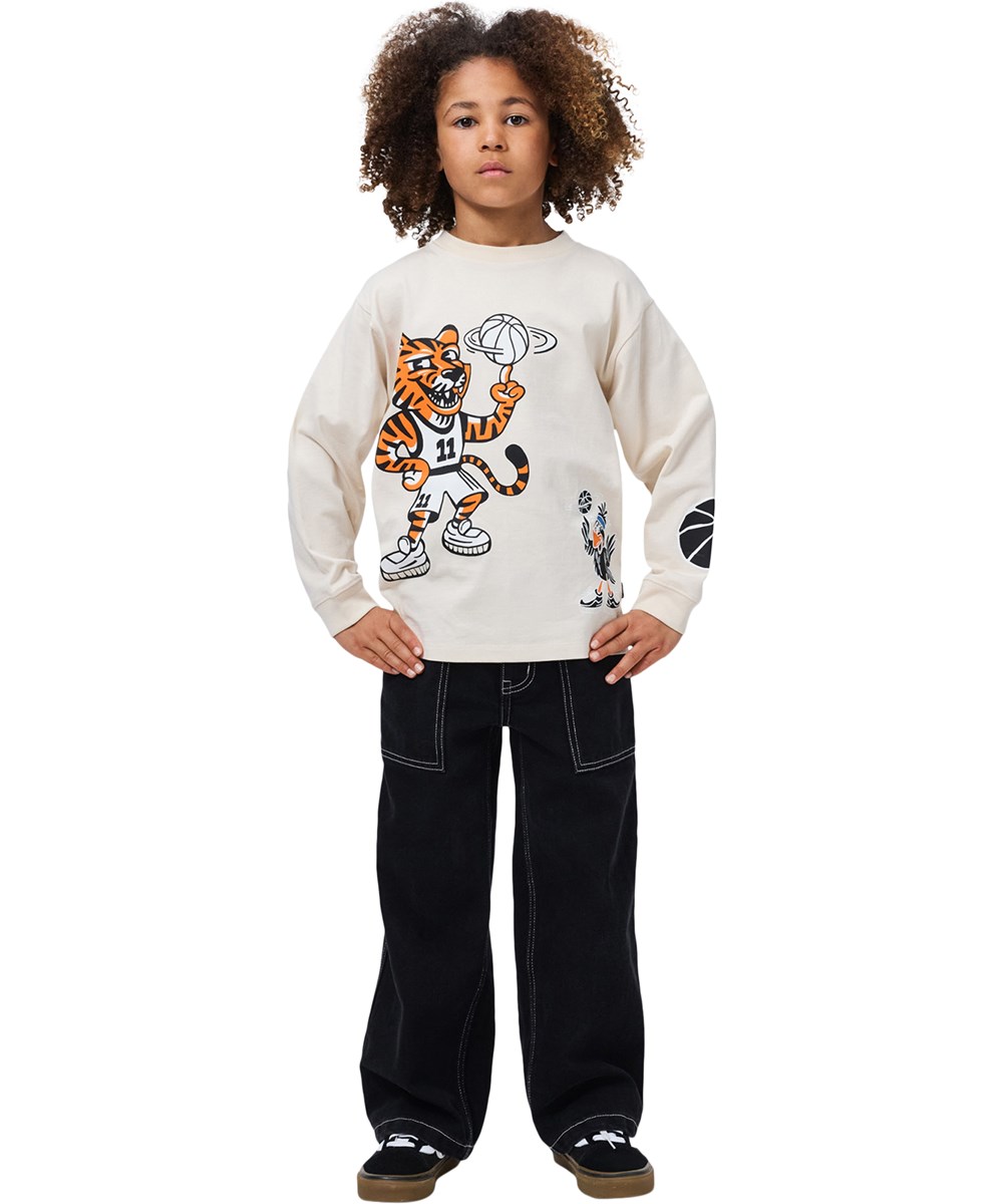 Rube - Basket Mascots - Beige long-sleeved top for children made of organic cotton 