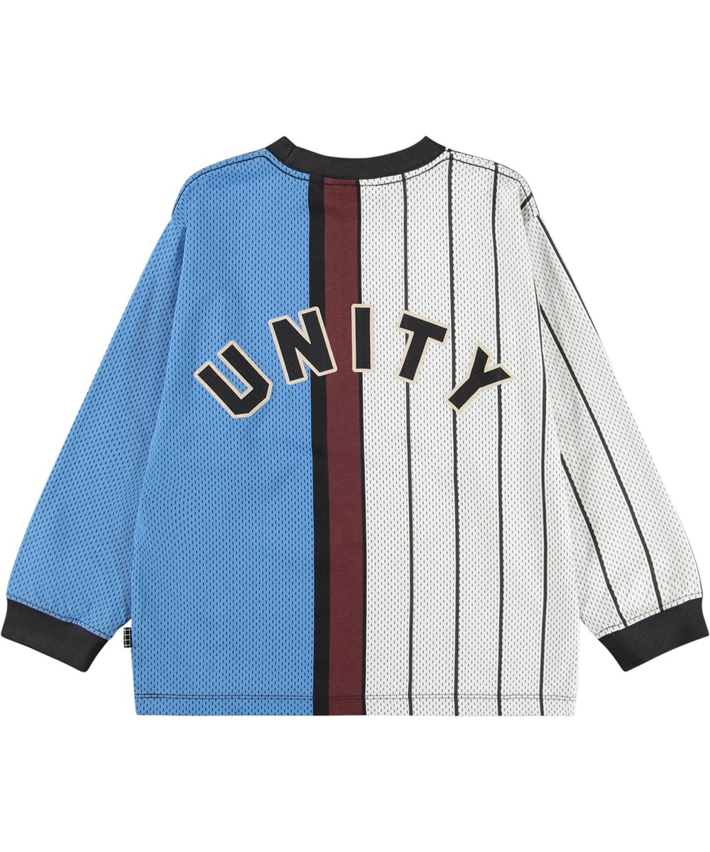 Rube - Basket Mash-Up - Blue and white long-sleeved top for children made of organic cotton 