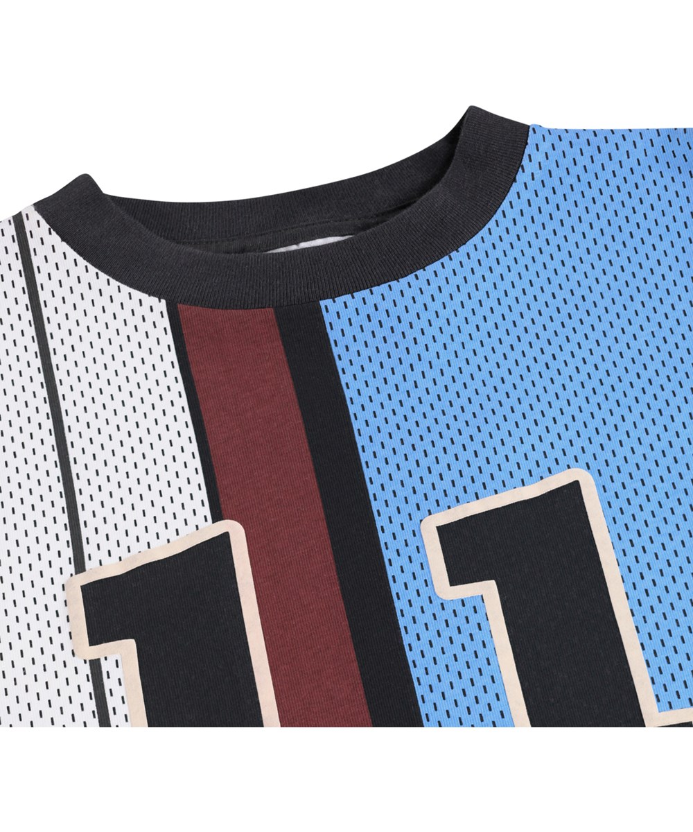 Rube - Basket Mash-Up - Blue and white long-sleeved top for children made of organic cotton 