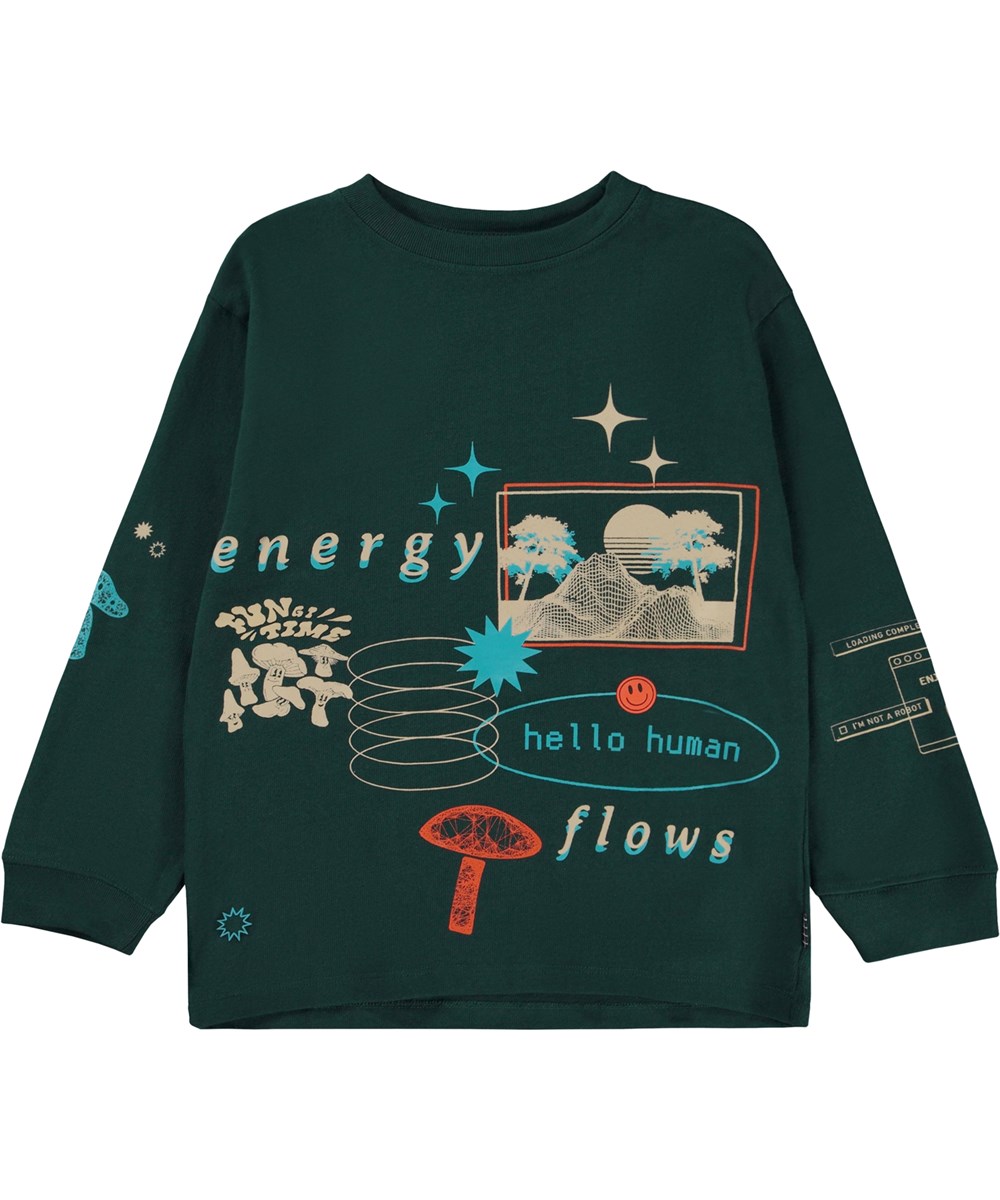Rube - Fantasy Forest - Green long sleeve t-shirt with placement print