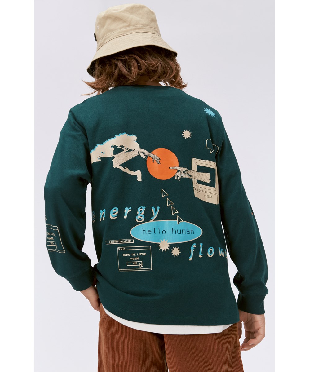 Rube - Fantasy Forest - Green long sleeve t-shirt with placement print