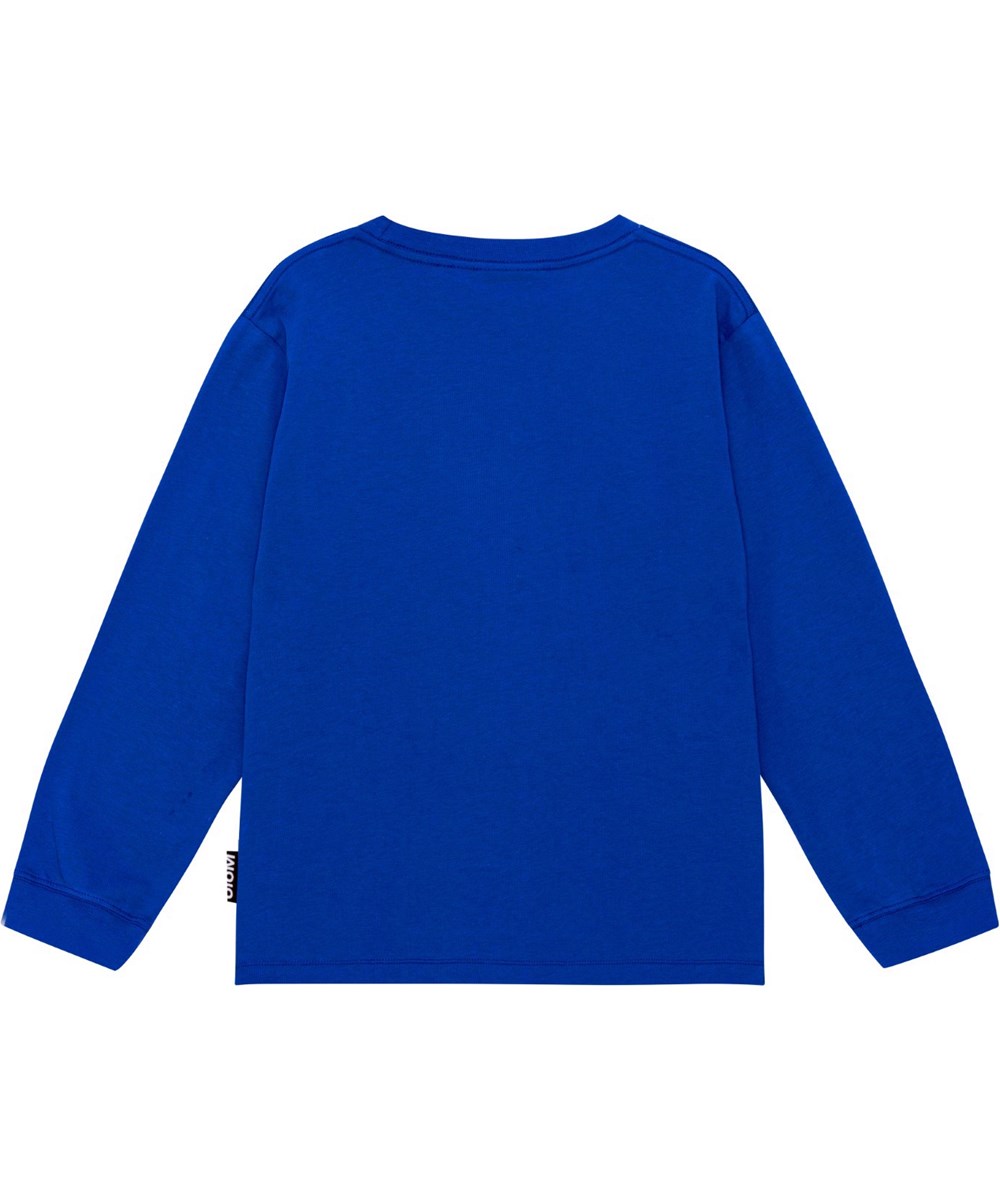 Rube - Tiger Reef - Long sleeve, blue organic top with tiger print 