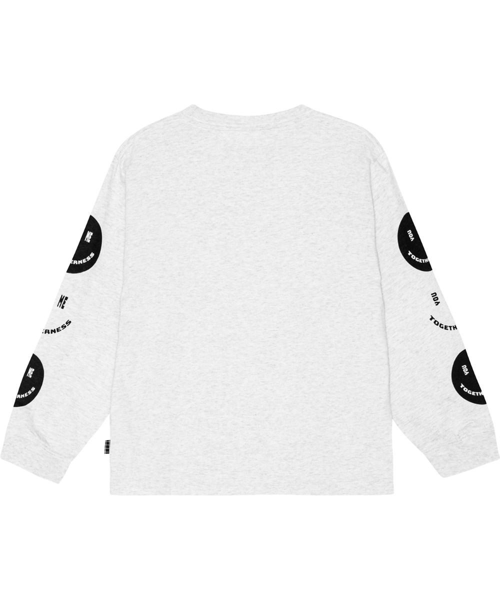 Rube - Togetherness - Light grey melange top in organic cotton with placement smiling face print.