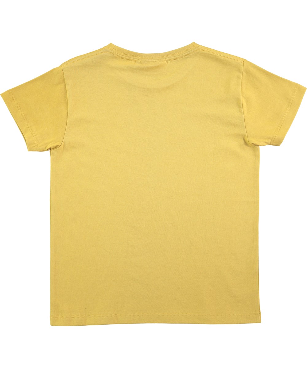 Runi - Gold Dust - Short sleeve curry yellow t-shirt with space print