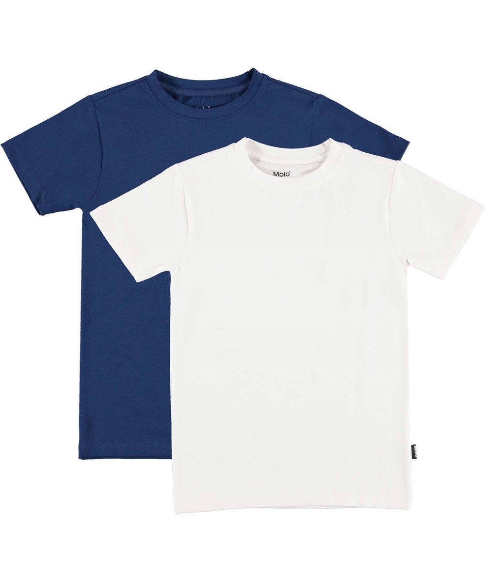 Jamie 2-Pack - White Blue - 2-pack t-shirts in dark blue and white