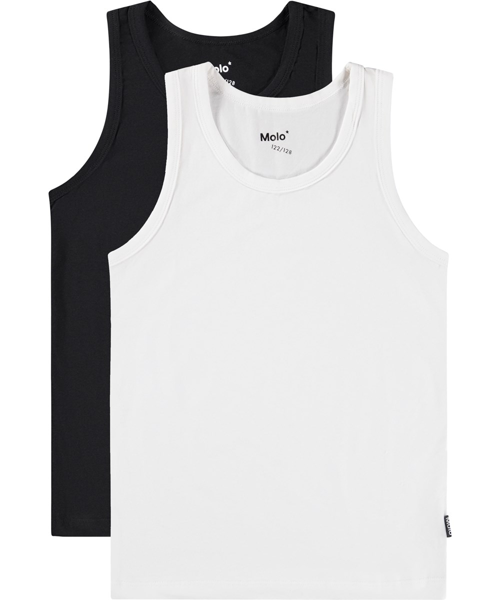 Jayden 2-pack - Black White - Organic boy's vest black and white