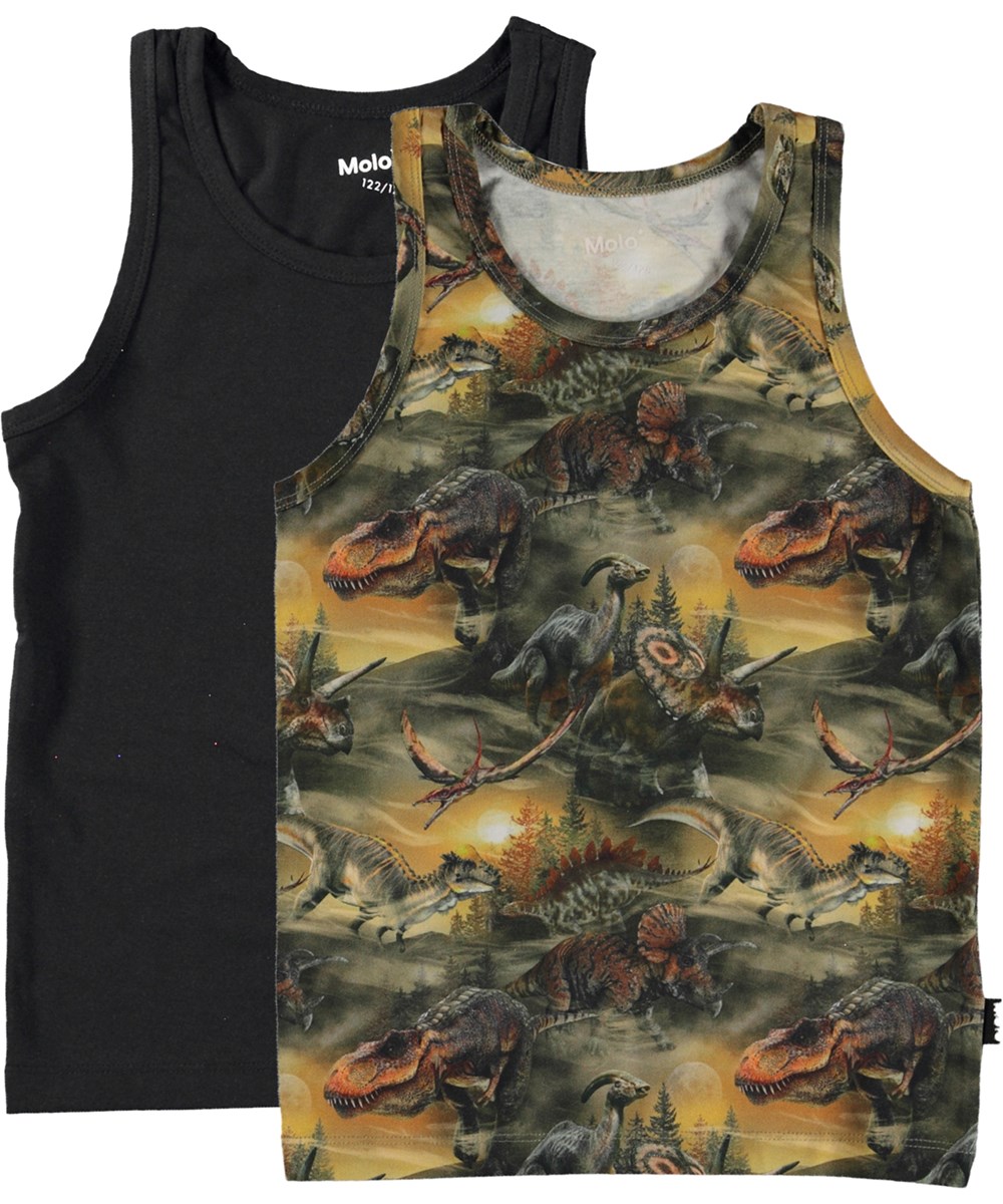 Jayden 2-pack - Dino Black - 2-pack organic vests 