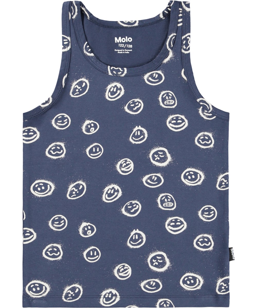Jayden 2-pack - Moods Blue - 2-pack of tank tops with wide straps and round neck made of soft organic cotton.
