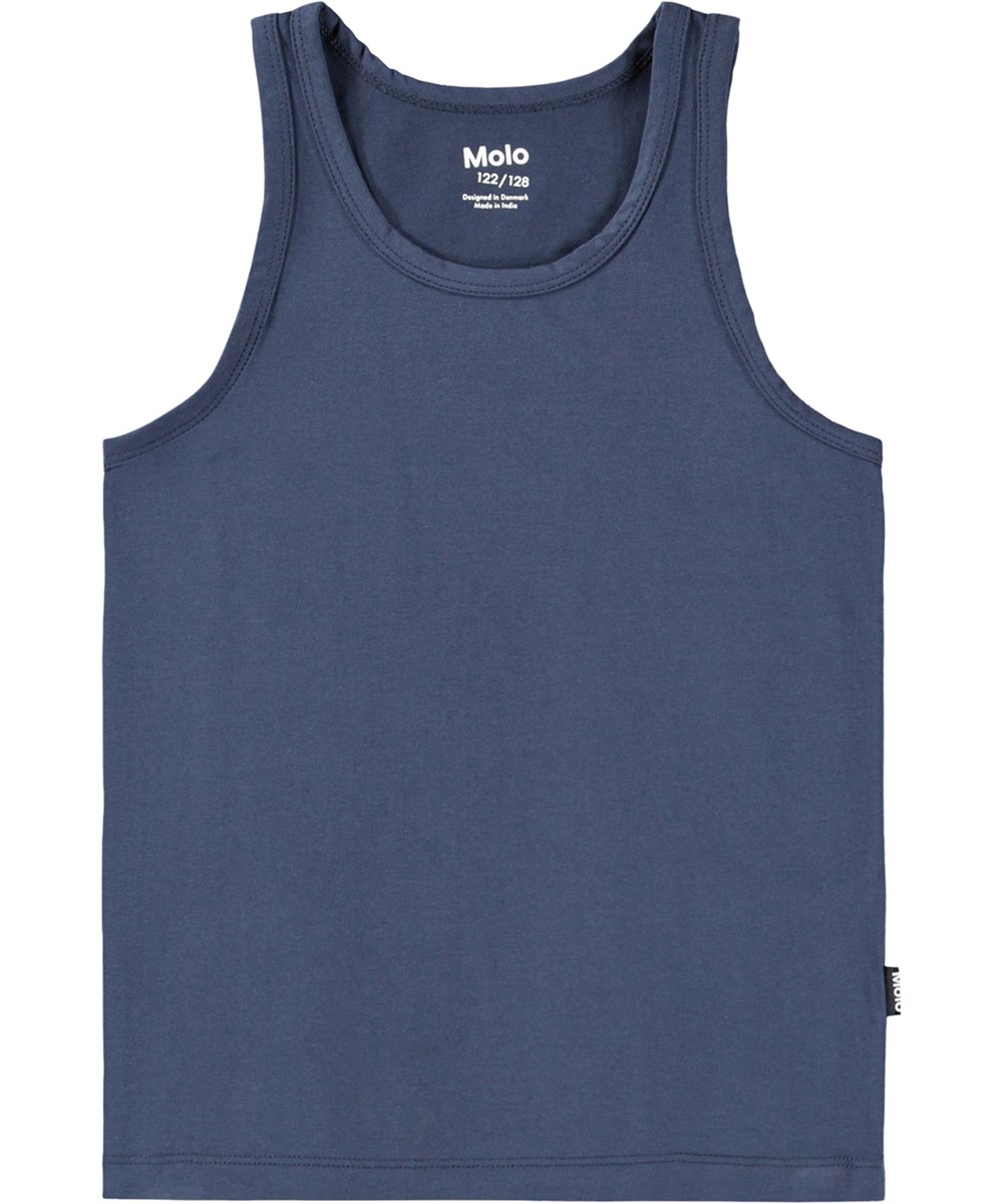 Jayden 2-pack - Moods Blue - 2-pack of tank tops with wide straps and round neck made of soft organic cotton.