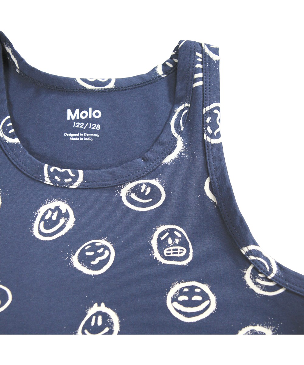 Jayden 2-pack - Moods Blue - 2-pack of tank tops with wide straps and round neck made of soft organic cotton.