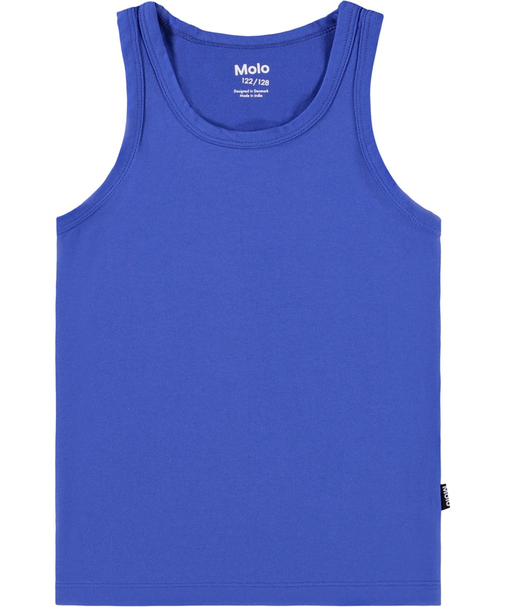 Jayden 2-pack - Moon Moods Blue - 2-pack tank tops for children with wide straps and round neck made of soft organic cotton.