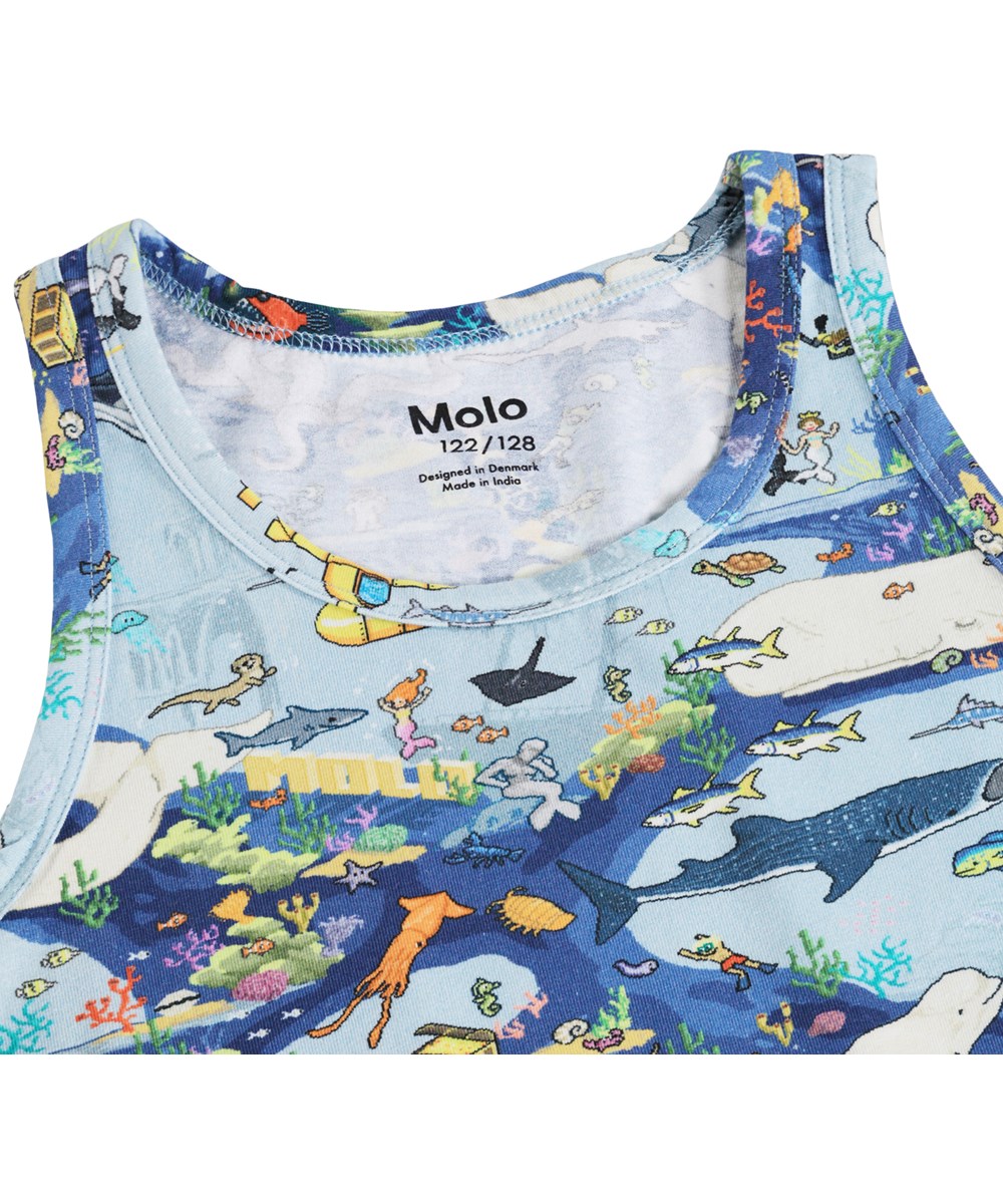 Jayden 2-pack - Pixel Sea - 2-pack vests for children made of soft, organic cotton with a print 