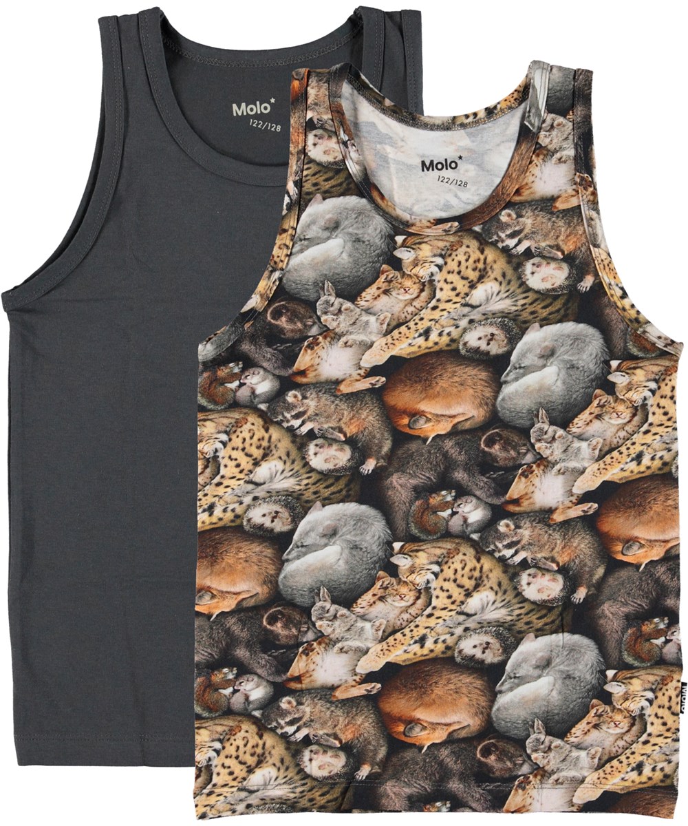 Jayden 2-pack - Space Hiber - 2 vests in grey and with sleeping animals