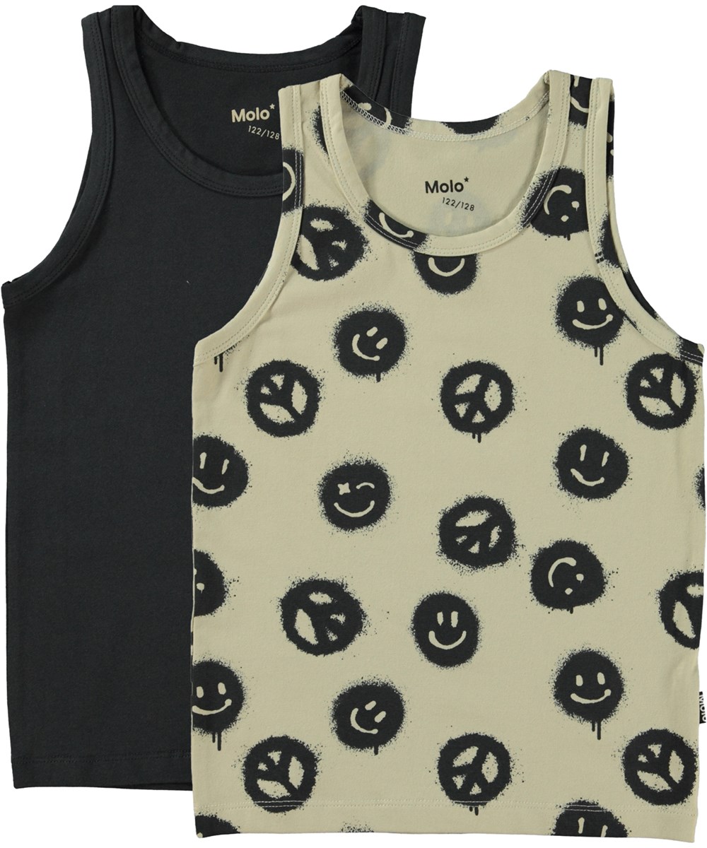 Jayden 2-pack - Space Smile - Vests peace and smiley faces