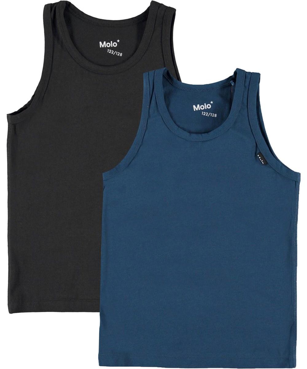 Jayden 2-Pack - Black Sea - Organic 2-pack vest in black and blue