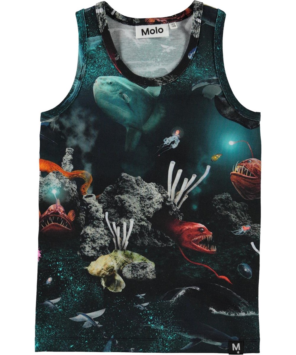 Jim - Deep Sea - Organic vest with ocean and fish print