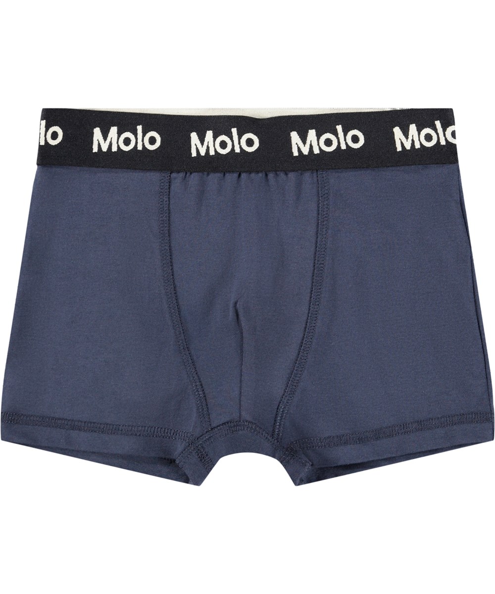 Justin 2-pack - Moods Blue - 2-pack of children''s boxer shorts made of soft, organic cotton with a wide elastic waistband for a comfortable fit.