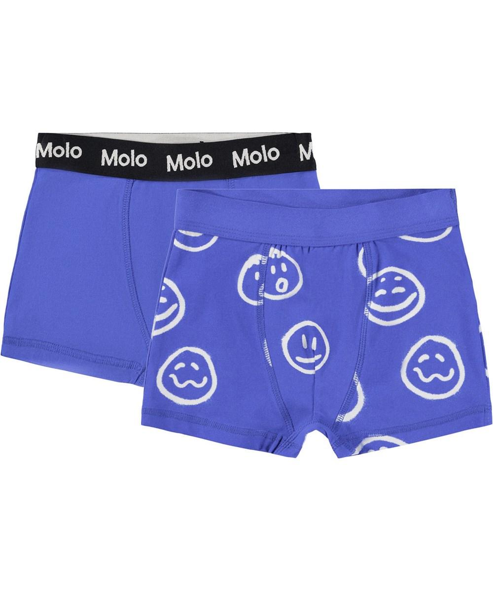 Justin 2-pack - Moon Moods Blue - 2-pack of children''s boxer shorts made of soft, organic cotton with a wide elastic waistband for a comfortable fit.